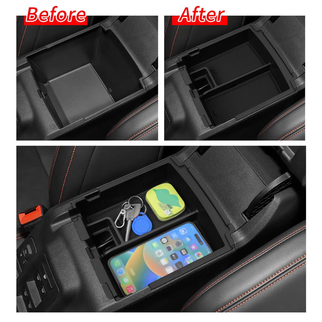 For Ford Bronco 2025 Double-layer Storage Box Center Console Armrest Tray Organizer Tidying Car Interior Accessories Black