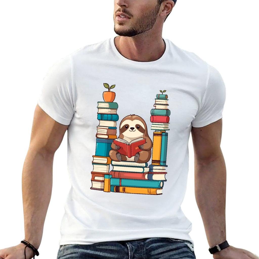 Lustiges Buchliebhaber Faultier Illustration TShirt Big Size Daily Wear TShirt