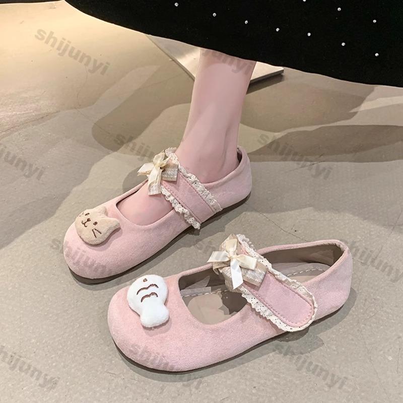 Fashion Women Summer Shoes 2025 Summer New Fashion Round Toe Bow-knot Mary Jane Shoes Comfortable Soft Sole Lightweight Lace Flat Shoes