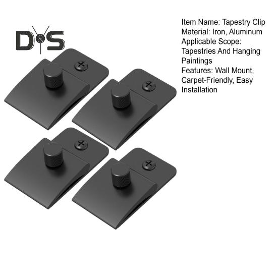 4 Pcs Tapestry Clip Metal Carpet Hanging Clips with Screws Easy Installation Wall Hangings Clip for Blankets Tapestries