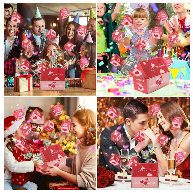 Подарочная коробка-сюрприз Взрывная подарочная коробка для денег, забавная копилка для денежного подарка, складная прыгающая подарочная коробка на день рождения, годовщина, предложение ко Дню святого Валентина