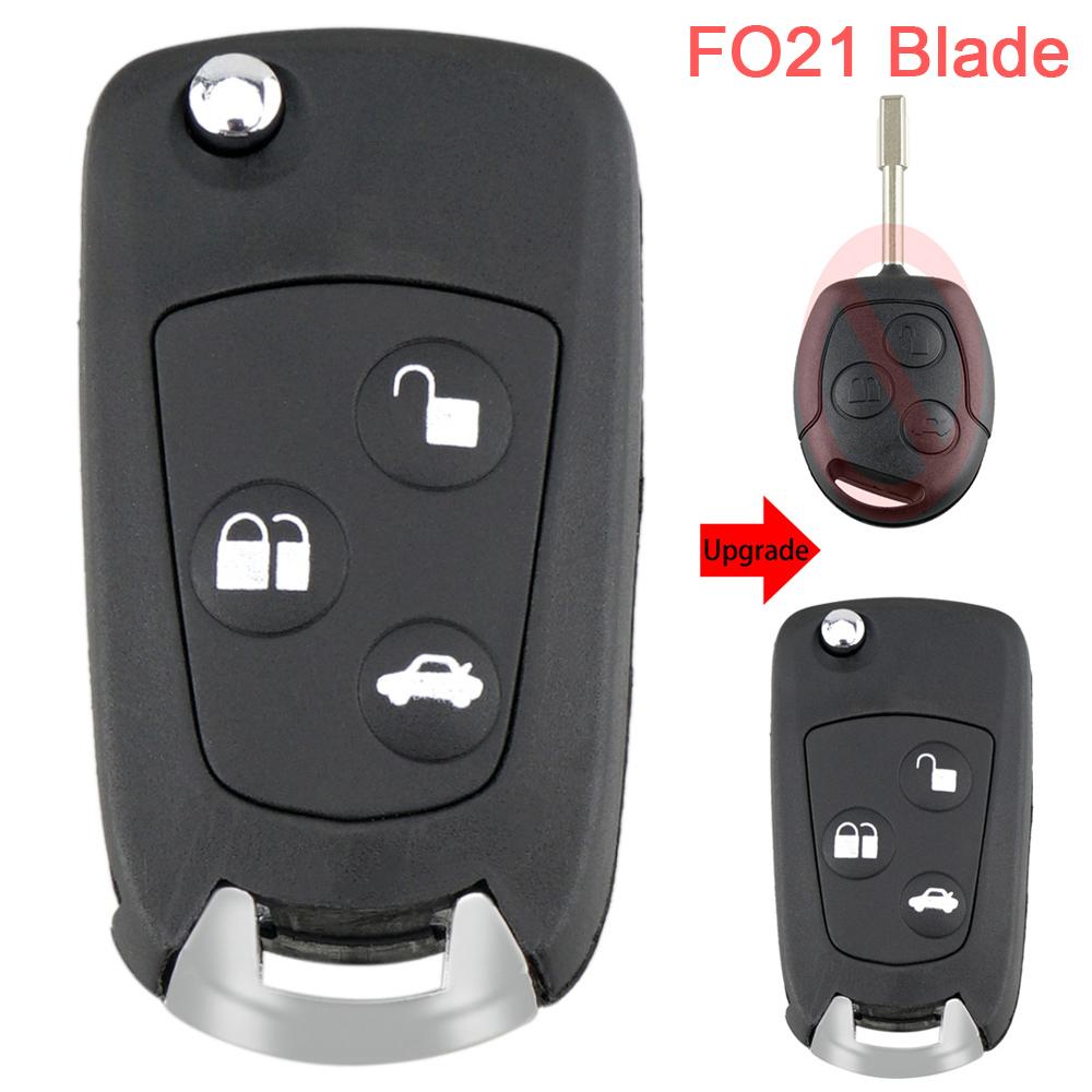 3 Buttons Car Remote Key Modified Flip Folding Fob Shell with FO21 Blade Fit for Ford Mondeo / Fiesta / Focus / KA / Transit 2002-2012