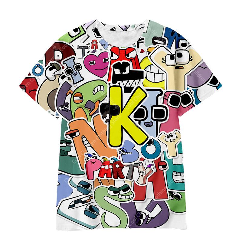 Funny TShirts Cartoon Game Alphabet Lore 3D Print Streetwear Boys Girls Casual Fashion Oversized T Shirt Kids Boy Girl Tees Tops
