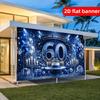 2D Роскошный Сине-Золотой Фон для 60-летия Ткань Баннер для Украшения Вечеринки по Случаю Дня Рождения