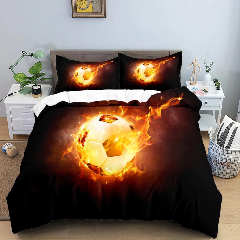 Футбольный Постельный Комплект 3D Футбол Ребенок Пододеяльник Односпальный Двуспальный Спорт Мальчик Домашний Текстиль Одеяло Скандинавские Чехлы Для Кровати Кинг Полный