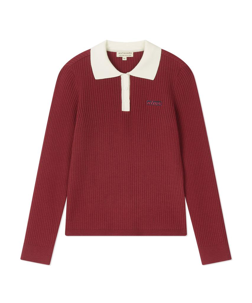 Antomas Collared Ribbed Knit Women'S - Wine
