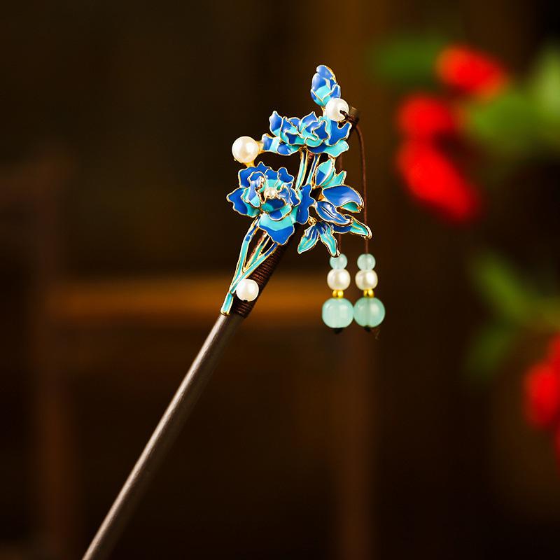 1Pc Updo New Chinese Style Tassel Ancient Headwear Tassel Hairpin Fresh Wood Flower Hairpin