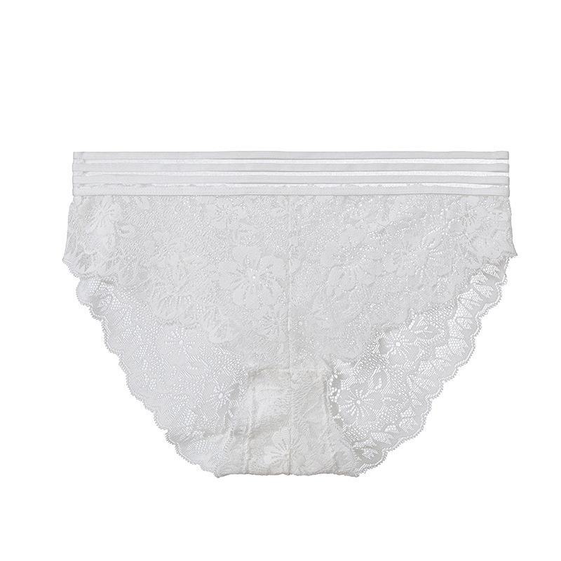 European & American Sexy Lace Hollow Mid-Waist Briefs - Breathable, Elastic, Plus Size Women's Underwear