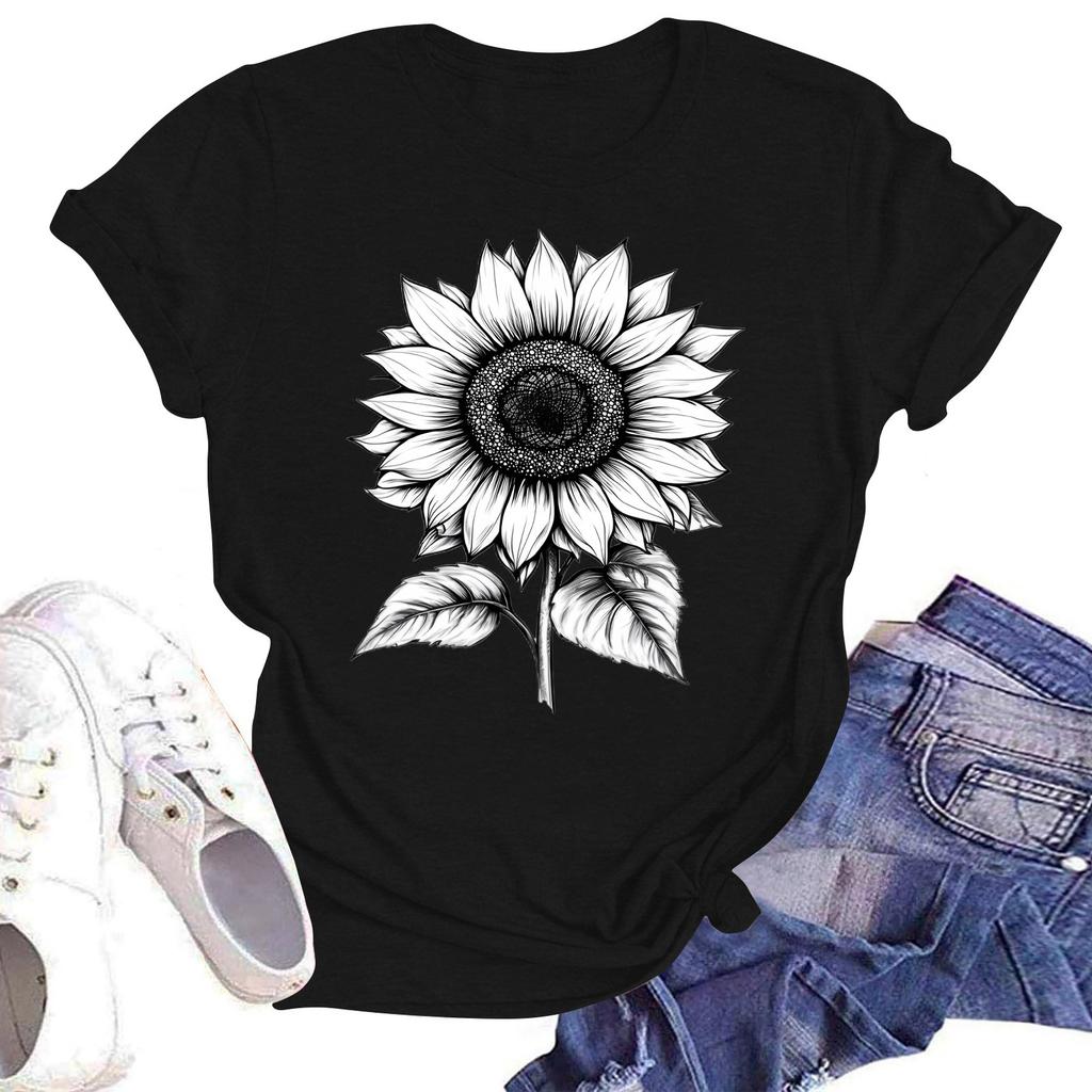 Женская повседневная свободная футболка с принтом, круглый вырез, пуловер, короткий рукав, топ