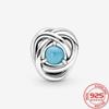 Новинка декабря бирюзовый полый вечность круг шарм подходит модный браслет 925 стерлингового серебра шарм DIY ювелирные изделия бусины