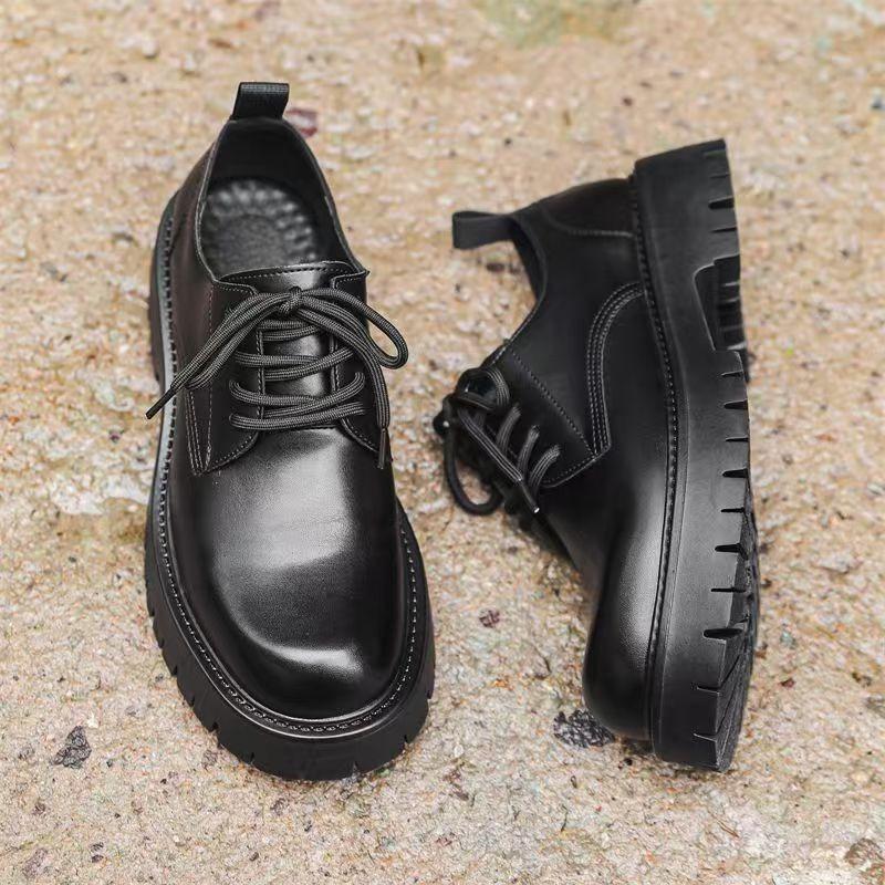 Большого размера ретро деловой кэжуал большая голова кожаные туфли мужские новые толстая подошва увеличивающие рост рабочие зеленые дерби