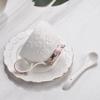 Exquisite Tea Cup Set Luxury Latte Flower Tea Water Cup Ceramic Coffee Cup Spoon Plate Set  Office