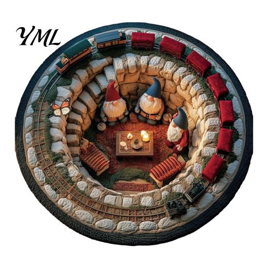 Indoor Festive Area Rug Christmas 3D Rug, Illusion Round Decorative Effect Holiday Carpet Floor Mat, for Home Living Room Decoration Winter Seasonal