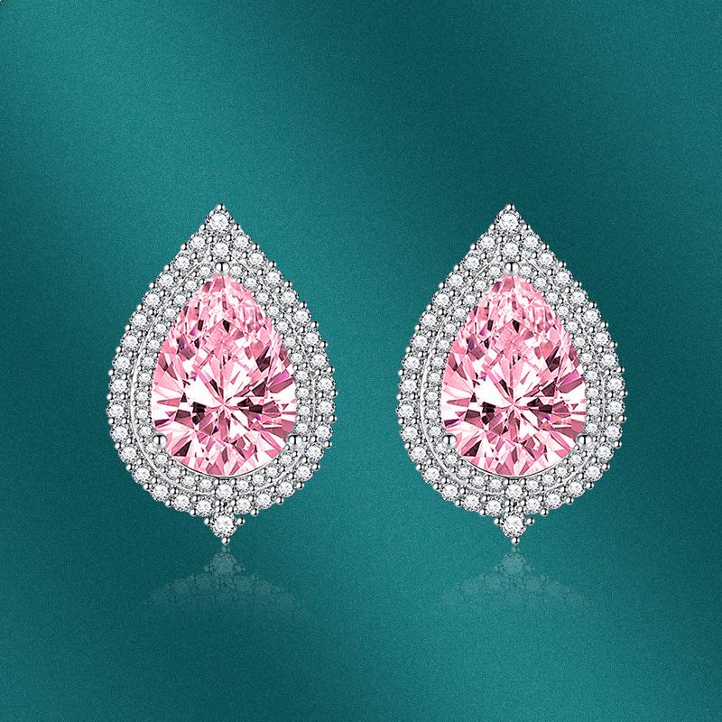 BELLA BOX Серьги-гвоздики S, модные темпераментные серьги-гвоздики с микро-розовыми бриллиантами, серьги-гвоздики с каплями воды и желтыми бриллиантами