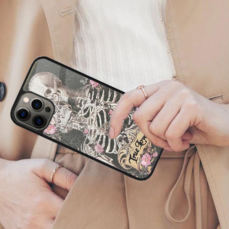 Магнитный чехол для телефона с рисунком черепа и скелета Для APPLE iPhone 17 Air 16 14 13 12 Pro Max 15 Plus Беспроводная зарядка С крышкой MagSafe
