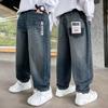 Новые свободные джинсовые брюки для мальчиков на весну и осень - Модная повседневная одежда для детей среднего и старшего возраста