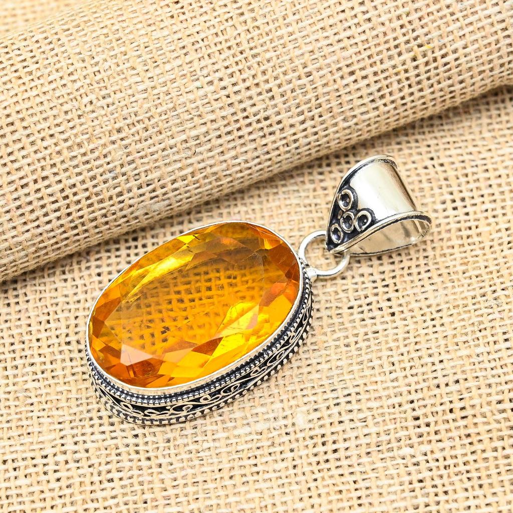 Ювелирный кулон ручной работы из стерлингового серебра 925 пробы с медовым топазом для женщин