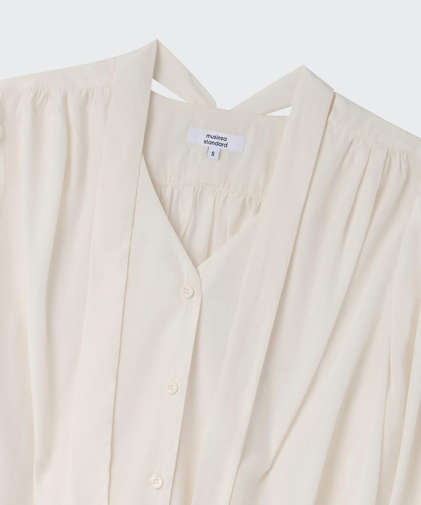 MUSINSA STANDARD WOMAN Women'S Volume Shirred Tie Blouse [Ivory]