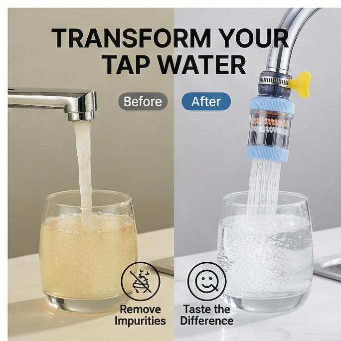 Фильтр для крана с 6-ступенчатой очисткой – Экономитель воды с защитой от брызг (Майфаньский камень) для кухни