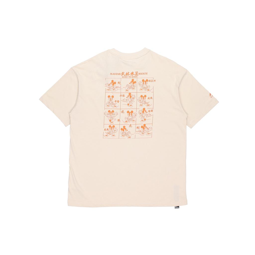 Li-Ning Футболка с коротким рукавом и принтом Микки Мауса с авторизованным Disney, мужские топы, маниока-абрикос AHSQ249-1