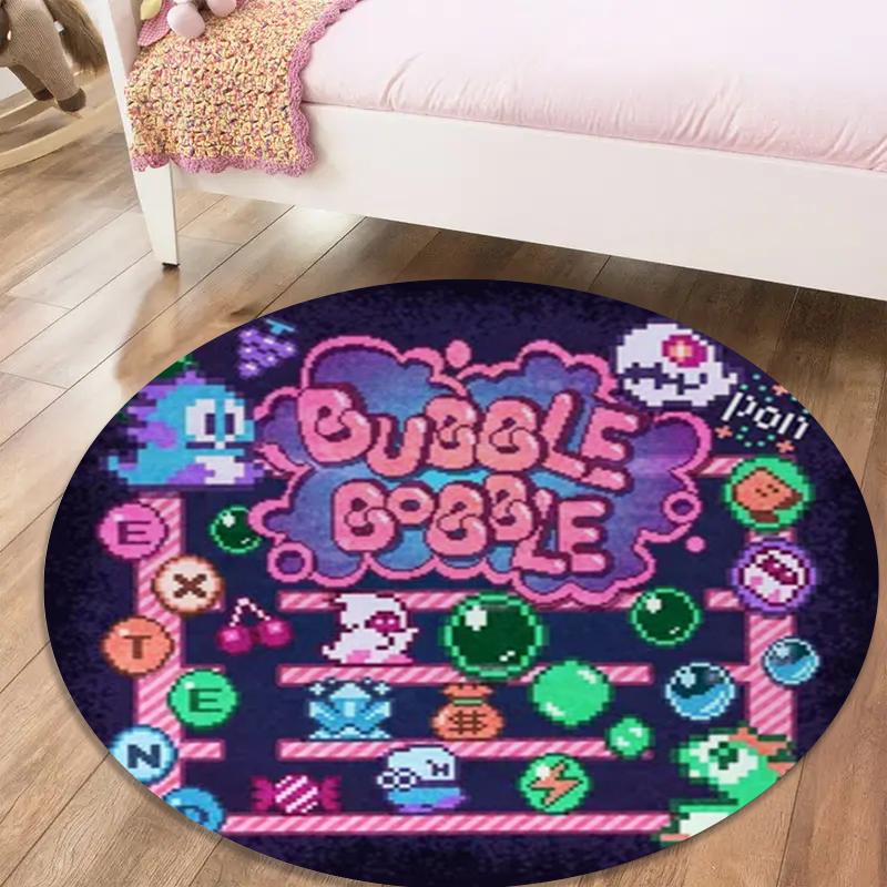 Bubble Bobble Round Area Rug,Carpet Rug for Living Room Bedroom Sofa Playroom Decor,Non-slip Floor Mat41