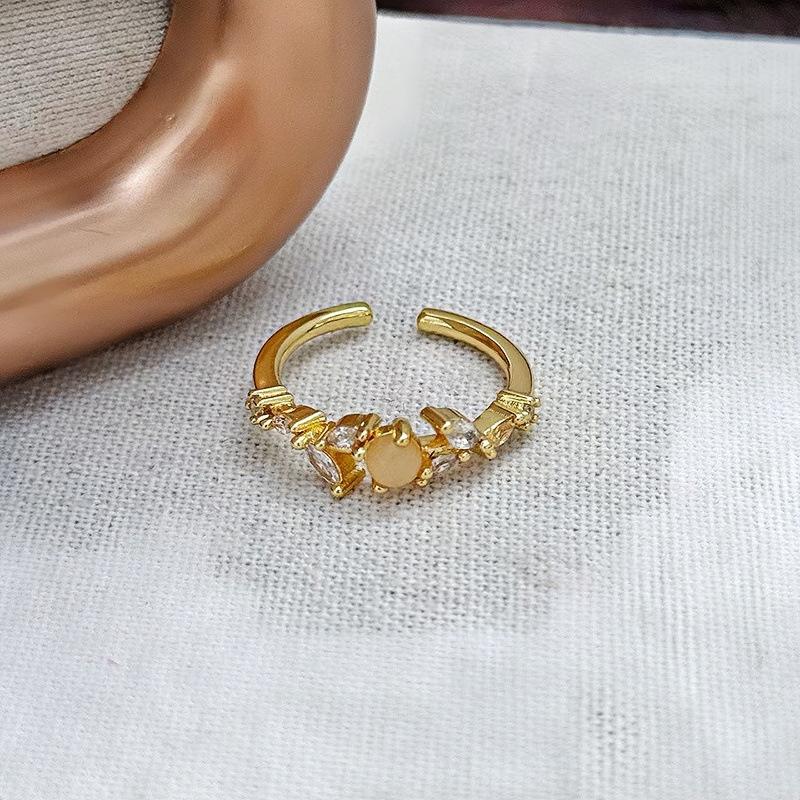 Ретро Нишевый Дизайн Простой Цирконовый Алмазный Раскрывающийся Кольцо Легкая Роскошь Алмазный Характер Высококлассное Кольцо