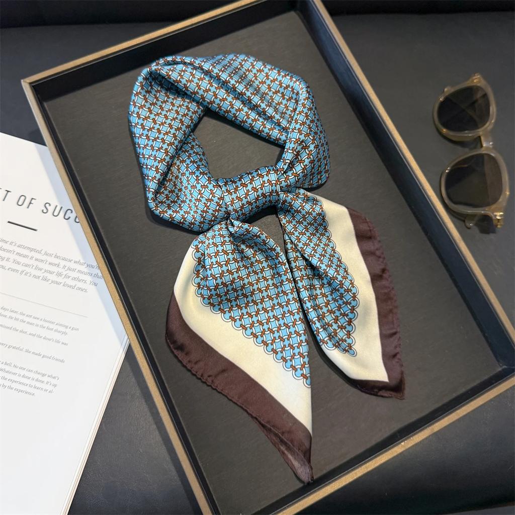 70 см розовый цветочный шелковый шарф для женщин, искусственный шелк, свежий и элегантный универсальный головной убор, одежда, сумки и квадратный шарф