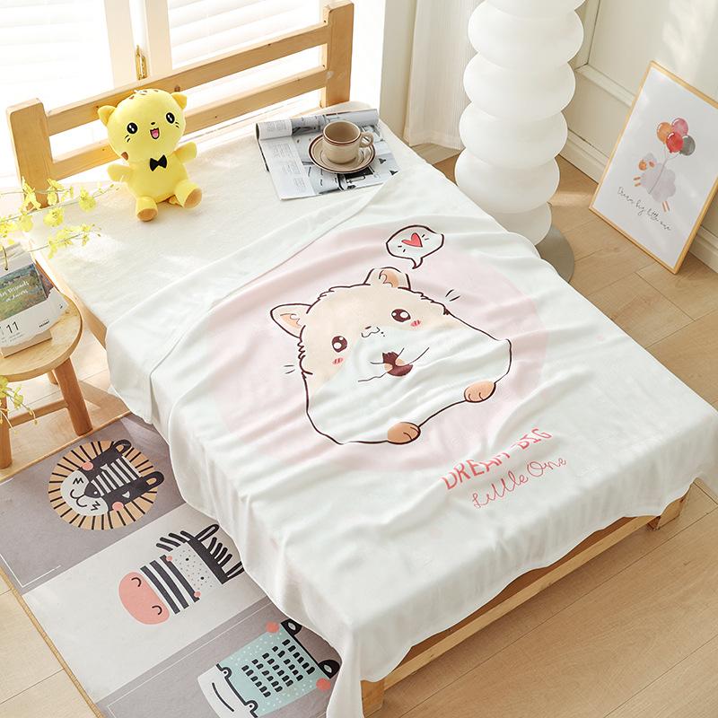 Double-layer Bamboo Cotton Infant Blanket, Children's Quilt, Thin Air-conditioning Summer Cool Quilt, Baby Bamboo Fiber Ice Silk Blanket