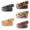 Metal Buckle Leopard Print Belt Plush Waistband Fashion PU Leather Waist Belt  Female/Girls
