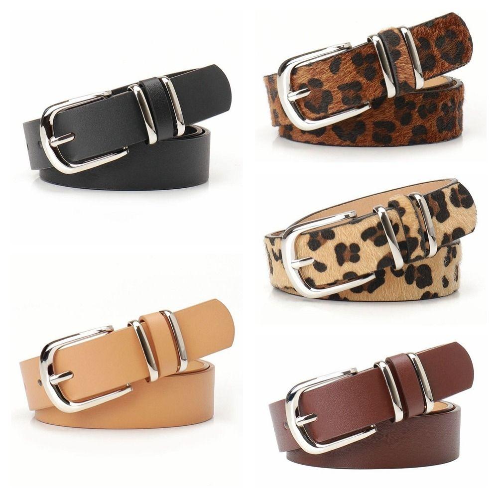 Metal Buckle Leopard Print Belt Plush Waistband Fashion PU Leather Waist Belt  Female/Girls