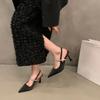 Temperament Celebrity Bag Head Sandals Fairy Shoes 2025 New Spring and Summer Pointed Single Shoes Black High Heels