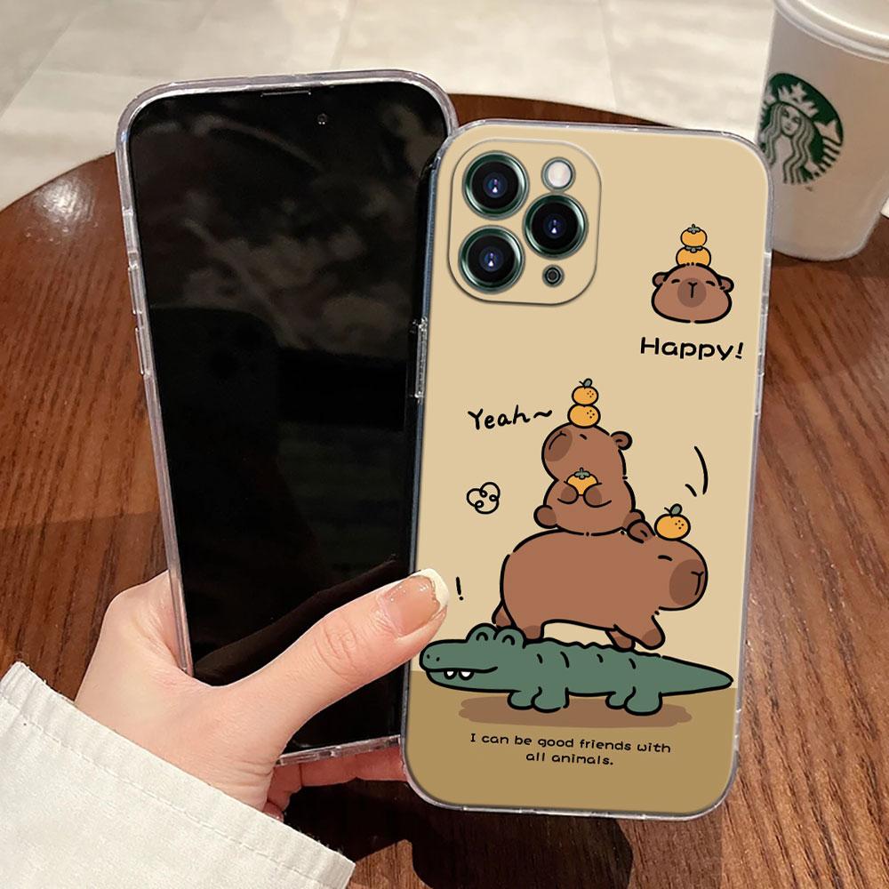 Капибара Милый Прозрачный Чехол Для Apple iPhone 17 16 15 14 13 12 11 Pro Max 16 Plus 16E 17Air 17Pro Чехол Для Телефона Силиконовый Funda