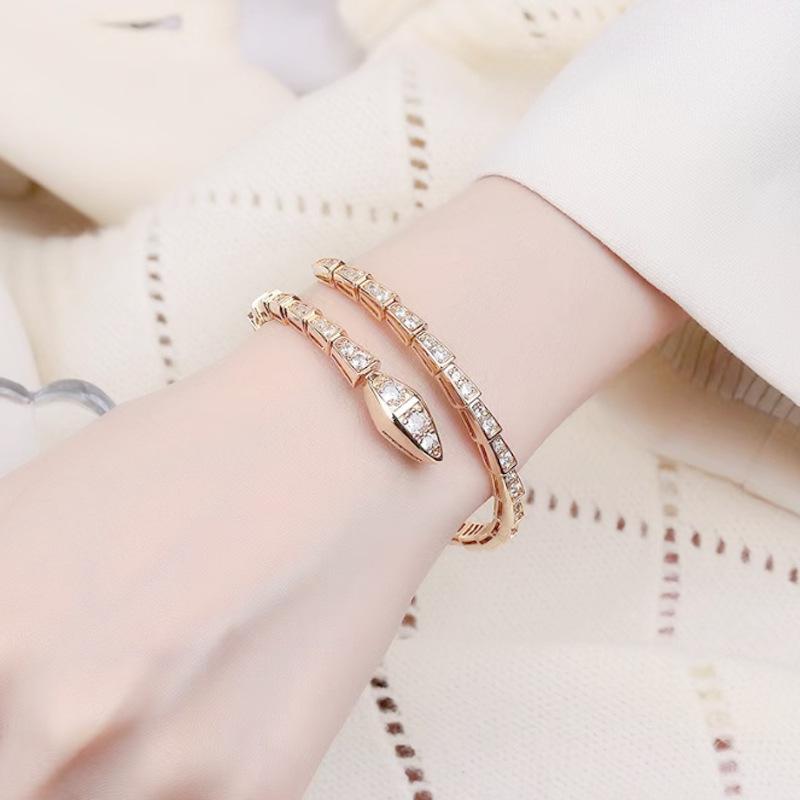 Snake Rhinestone Bangle Bracelet Women Wedding Party Accessories