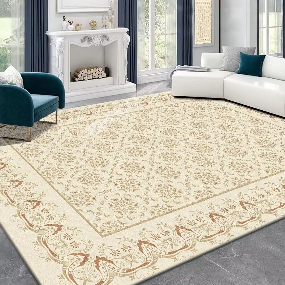 Ковер для гостиной в стиле французского ретро-кремового стиля, светлый, роскошный, улучшенный, спальня, кровать, одеяло, домашний гардероб, диван, стол, коврик