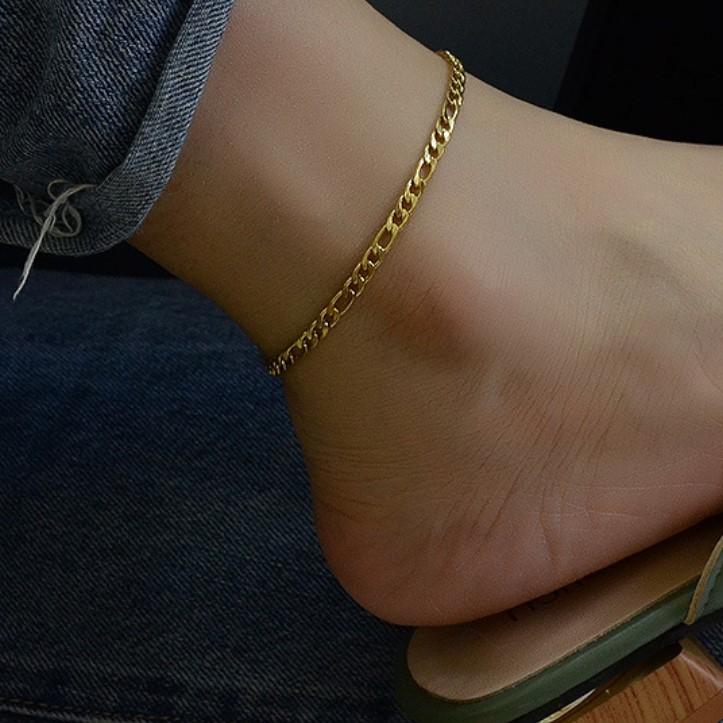Браслет на щиколотку Figaro из нержавеющей стали с покрытием из 18-каратного золота для женщин, популярный летний браслет на щиколотку, украшение для ноги