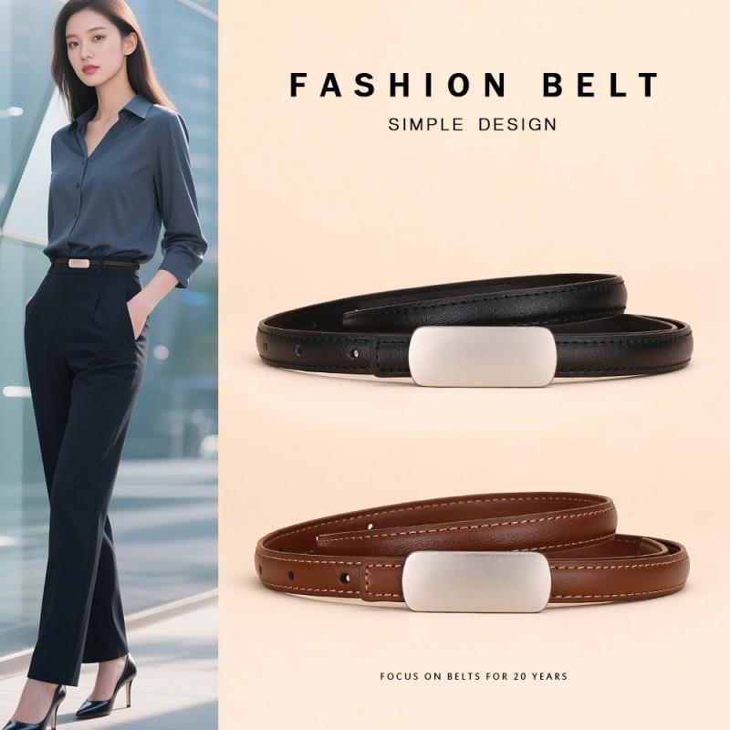 Womens High-end Thin Leather Belt Suits Casual Fashion Business Versatile Decorative Waist Strap