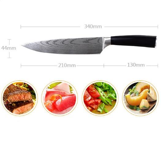 8Inch Multi-Function Laser Veins Blade Kitchen Knife Slicing Knife Western Chef Sashimi Chef Knife