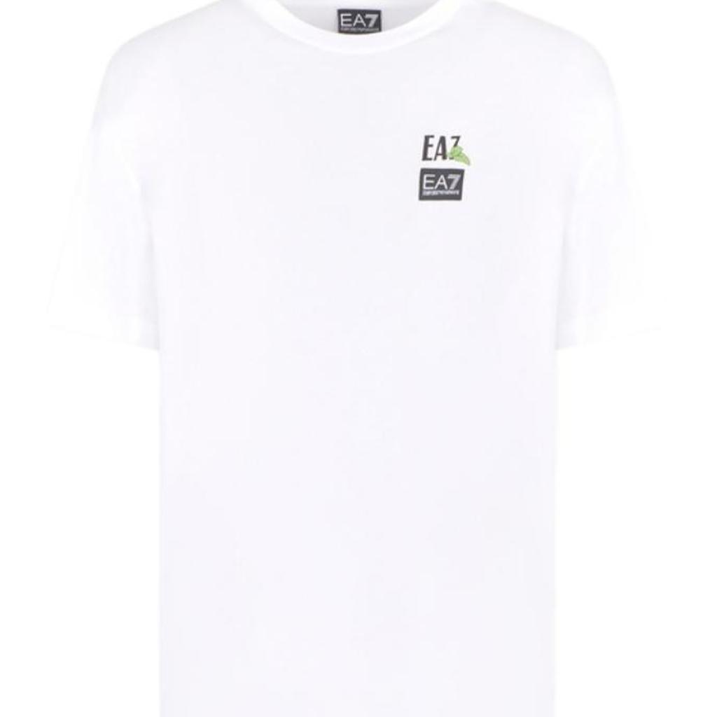 Emporio Armani Мужская футболка с длинным рукавом и принтом букв логотипа SS25, круглый вырез, кремово-белая 7M000118-AF13244-U0002