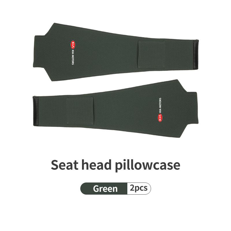 AAAFR1 Car Logo Headrest Cover Suede Perforated Breathable Head Pillowcase Pads For KIA Cerato Proceed Venga Stonic Picanto Sorento