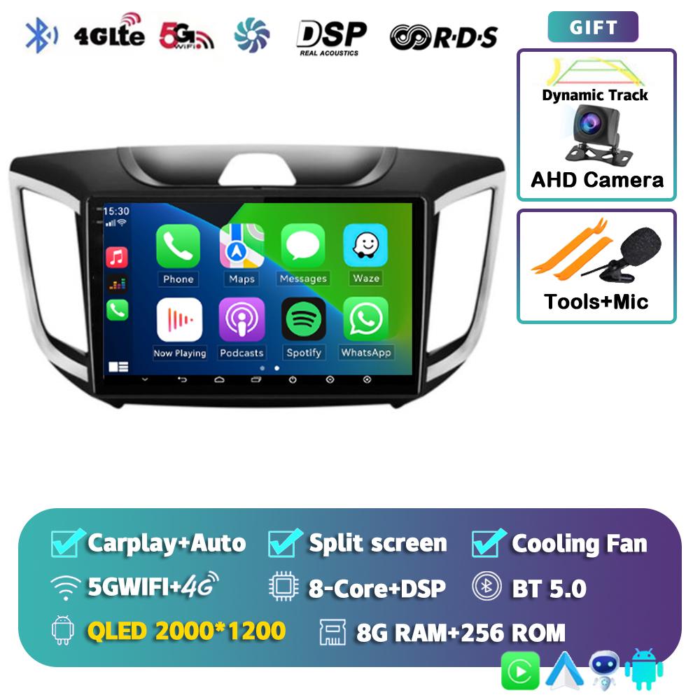 Автомагнитола с Android 14 и CarPlay для Hyundai Creta ix25 2015-2019, навигация GPS, мультимедиа, видеоплеер, 2DIN головное устройство, стерео