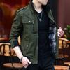 Men's Jacket Korean Version Trendy Stand-up Collar Spring and Autumn Thickened Denim Tooling Pure Cotton Jacket On Clothes