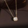 ZAKOL Clear AAA Cubic Zirconia Square Pendant Necklace Elegant Wedding Engagement Zircon Gift for Women