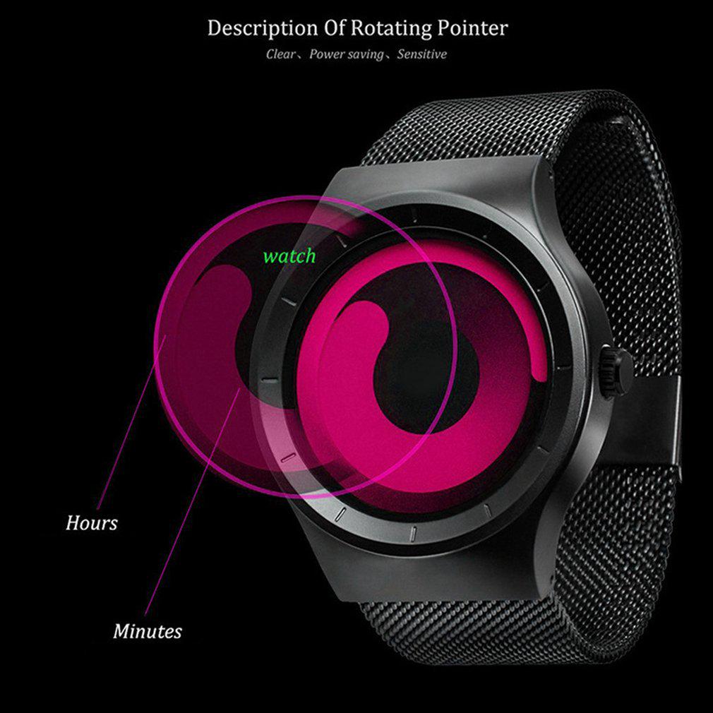 Мужские модные кварцевые часы с поворотным столом и сеткой из нержавеющей стали с часами