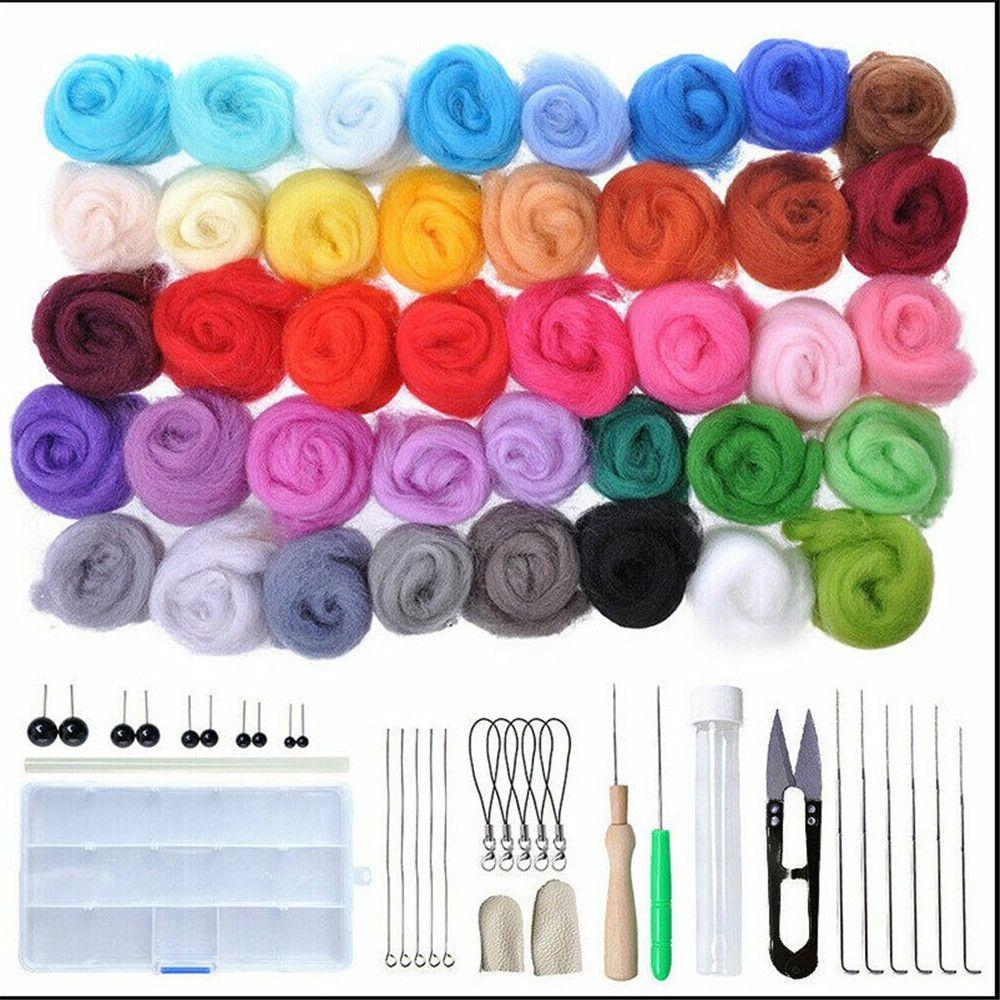 New DIY Crafts Foam Mat Starter Tool Kit Wool Roving Needle Felting Kit Felting Sewing Tool Set