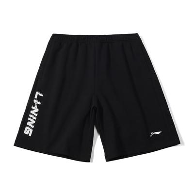 Вышитый логотип Li Ning, свободные повседневные шорты с застежкой на пять точек, унисекс, черные AKSU747-1