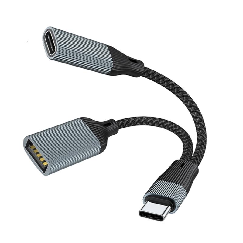 Адаптер USB C на 3,5 мм для наушников и зарядки Кабель-переходник Type C на 3,5 мм Быстрая зарядка PD60W и Аудиокабель 14 см