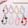 Acrylic Beaded Wrist Strap Lanyard Bowknot Phone Pendant Sweet Keychain Bag Chain  Women