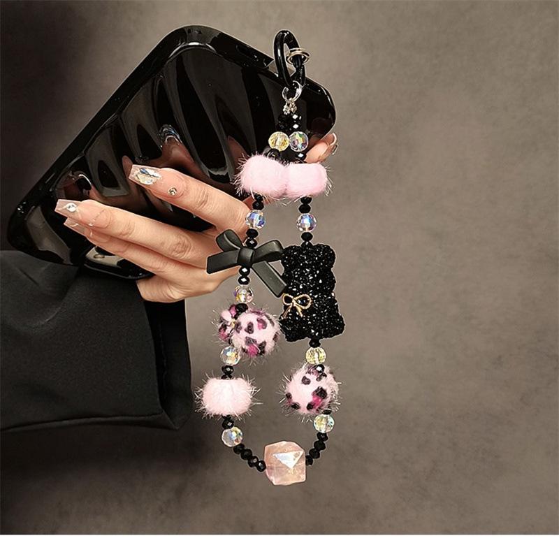 Luxurious Rhinestone Bear Handbag Chain & Mobile Phone Strap - Cartoon Wrist Lanyard & Pendant