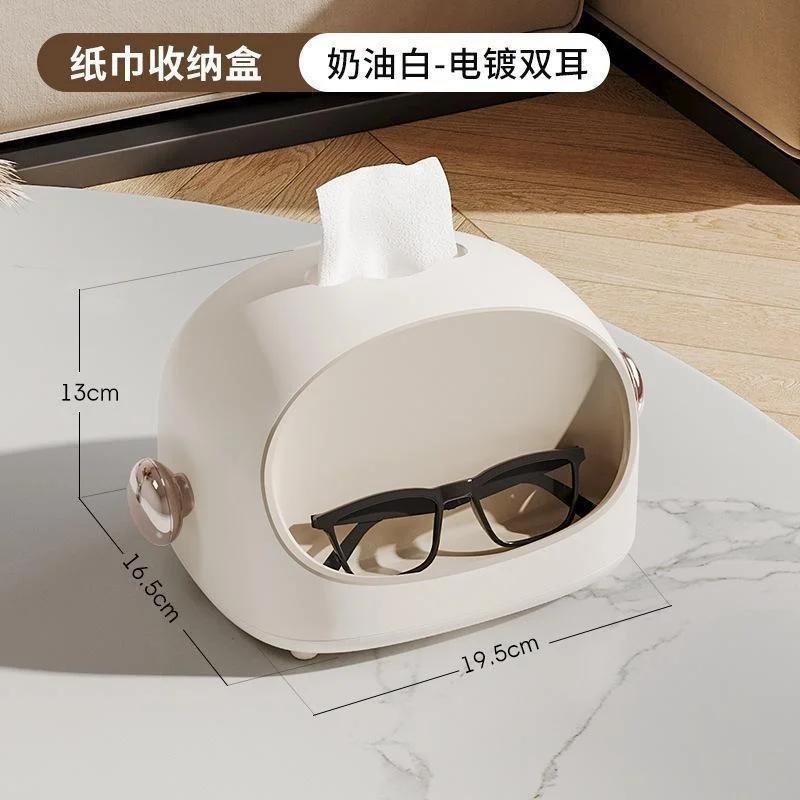 Бытовой Многофункциональный Держатель для Салфеток в Инс Стиле Однотонный Пыленепроницаемый Милый Держатель для Салфеток с Ушками для Гостиной Коробка-Диспенсер для Салфеток Хранение