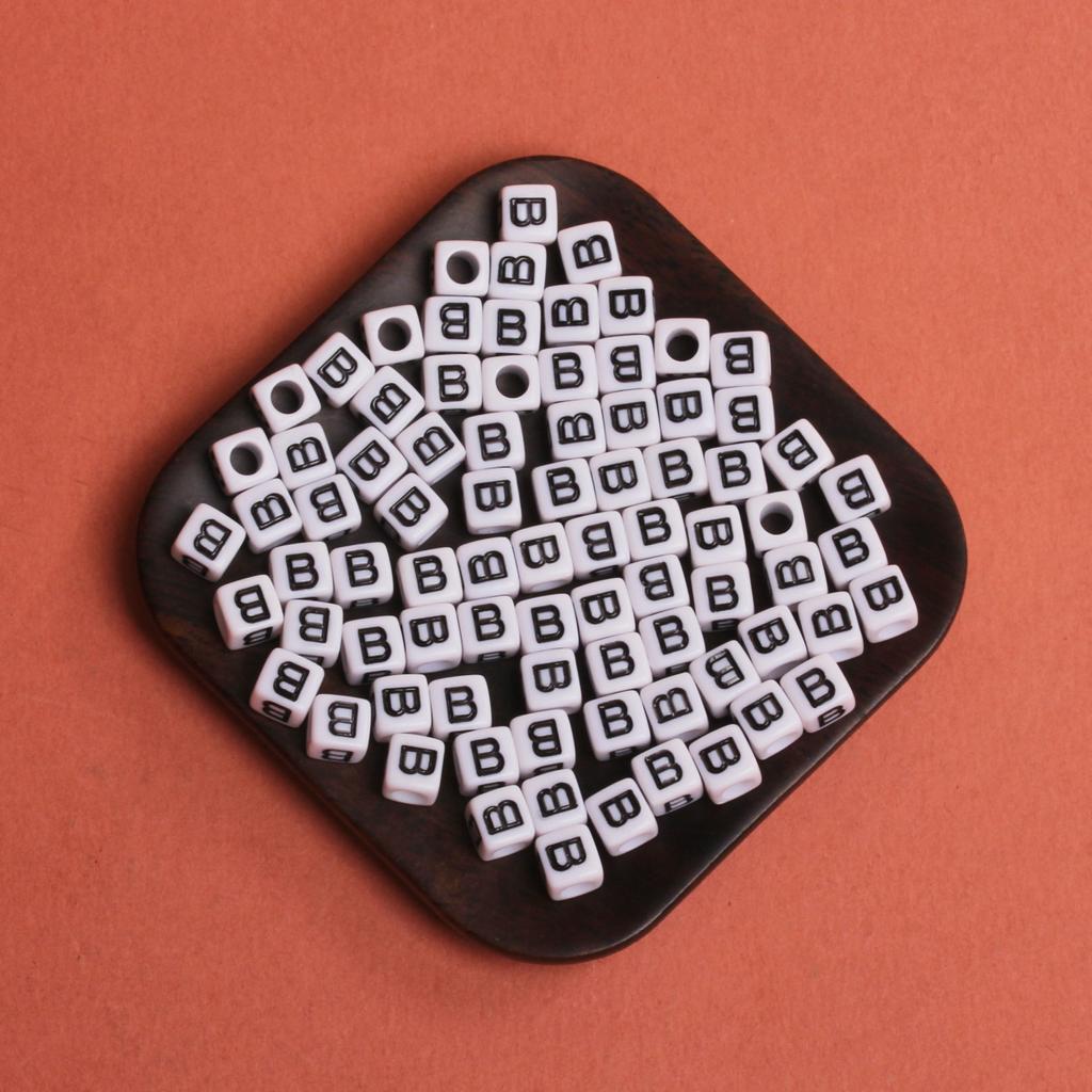 White Black Pendants Handcrafts Beading Material DIY 26 Letters Beads Bracelets Phone Chain 5.5mm Acrylic Big Hole Necklace DIY Jewelry Accessories